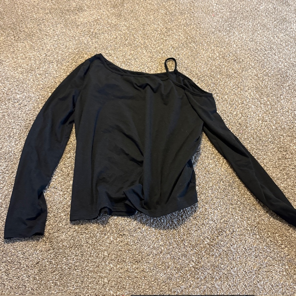 SHEIN Black One-Shoulder Long Sleeve Top